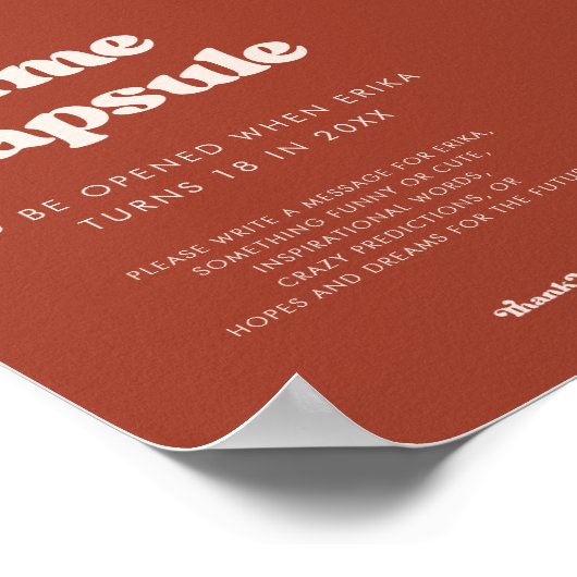 Stijlvolle Terracotta Tijdcapsule 1e Verjaardag te Poster (Hoek)