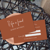 Stijlvolle terracotta Verwijs een Vriend Verwijzin Aanbevelingskaartje