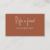 Stijlvolle terracotta Verwijs een Vriend Verwijzin Aanbevelingskaartje (Voorkant)