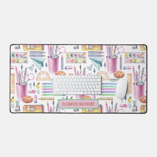 Stijlvolle terug naar school benodigdheden Patroon Bureaumat (Keyboard & Muis)