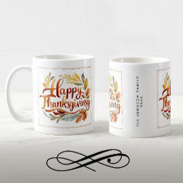 Stijlvolle Thanksgiving Herfst Kleur Naam Waterver Koffiemok