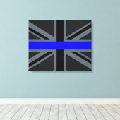Stijlvolle Thin Blue Line Union-aansluiting Canvas Afdruk (Insitu (Houten vloer))