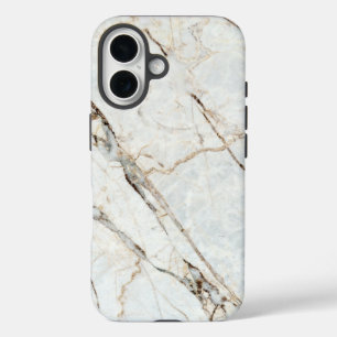 Stijlvolle tijdloze witte grijze marmeren graniete iPhone 16 hoesje
