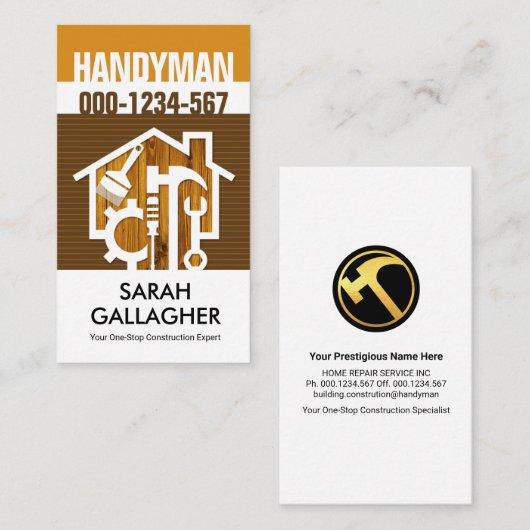Stijlvolle Timer Home Repair Tools Visitekaartje (Voorkant / Achterkant)