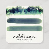 Stijlvolle Torquoise Waterverf Strokes Signature Vierkante Visitekaartje (Voorkant)