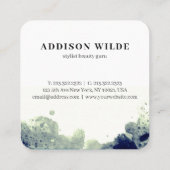 Stijlvolle Torquoise Waterverf Strokes Signature Vierkante Visitekaartje (Achterkant)