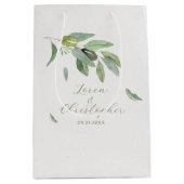 Stijlvolle Toscaanse waterverf olijfbladeren tak Medium Cadeauzakje (Voorkant)