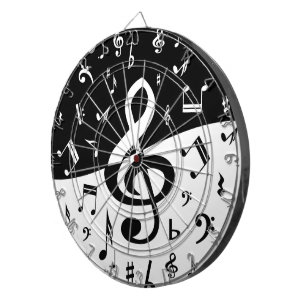 Stijlvolle, Treble Clef Wave Black en White Dartbord