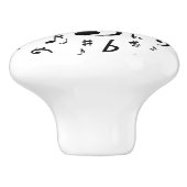 Stijlvolle, Treble Clef Wave Black en White Keramische Knop (Zijkant)