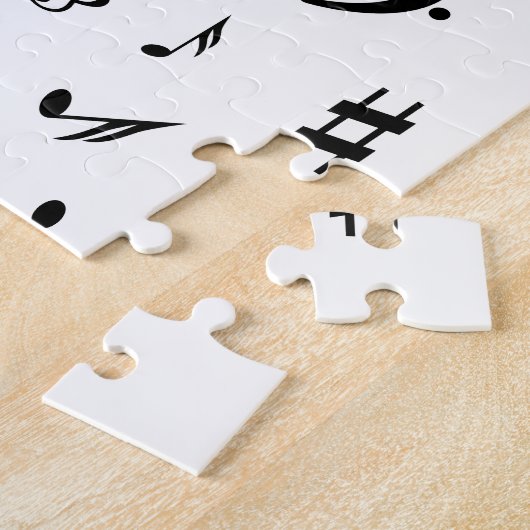Stijlvolle, Treble Clef Wave Black en White Legpuzzel (Zijkant)