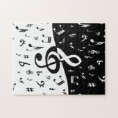 Stijlvolle, Treble Clef Wave Black en White Legpuzzel (Horizontaal)