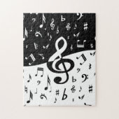 Stijlvolle, Treble Clef Wave Black en White Legpuzzel (Verticaal)