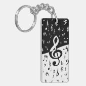 Stijlvolle, Treble Clef Wave Black en White Sleutelhanger (Voorkant Links)