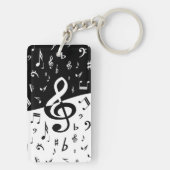 Stijlvolle, Treble Clef Wave Black en White Sleutelhanger (achterkant)