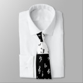 Stijlvolle, Treble Clef Wave Black en White Stropdas (Gebonden)