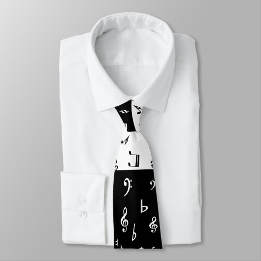 Stijlvolle, Treble Clef Wave Black en White Stropdas (Gebonden)