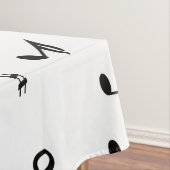 Stijlvolle, Treble Clef Wave Black en White Tafelkleed (Voorbeeld)