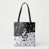 Stijlvolle, Treble Clef Wave Black en White Tote Bag (Voorkant)
