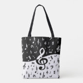 Stijlvolle, Treble Clef Wave Black en White Tote Bag (Achterkant)