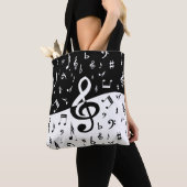 Stijlvolle, Treble Clef Wave Black en White Tote Bag (Dichtbij)