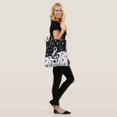 Stijlvolle, Treble Clef Wave Black en White Tote Bag (Op model)