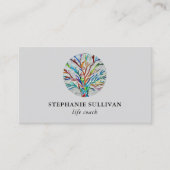 Stijlvolle Tree of Life Coach Grey Visitekaartje (Voorkant)