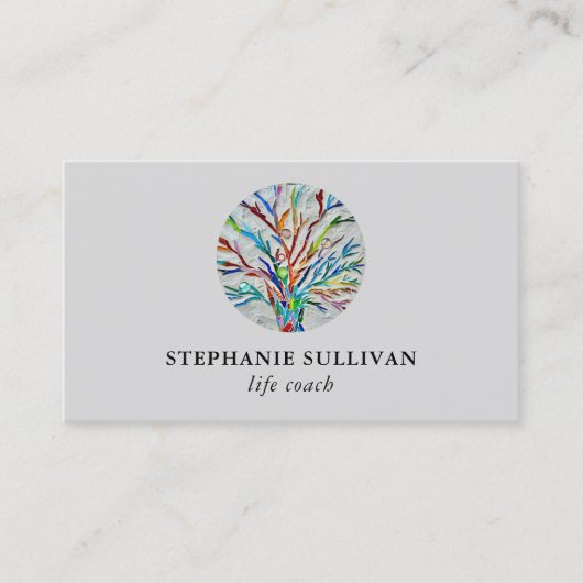 Stijlvolle Tree of Life Coach Grey Visitekaartje (Voorkant)