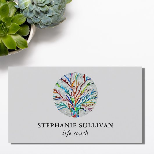 Stijlvolle Tree of Life Coach Grey Visitekaartje