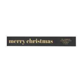 Stijlvolle trendy Black & Gold Merry Christmas Wra