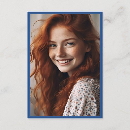 Stijlvolle Trendy Blauwe Bloemen Bow Photo College Informatiekaartje (Achterkant)