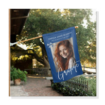 Stijlvolle trendy blauwe bogen 2025 Afstuderen fot