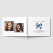 Stijlvolle trendy blauwe boog 2 foto's afstudeerfe gastenboek (Volledig)