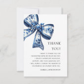 Stijlvolle trendy Blue Bows Afstuderen Foto Bedankkaart (Achterkant)