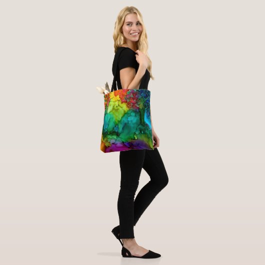 Stijlvolle, trendy en kleurrijke Abstracte Canvas Tote Bag (Op model)