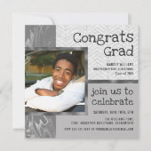 Stijlvolle trendy fotosjabloon afstudeerfeest kaart (Voorkant)