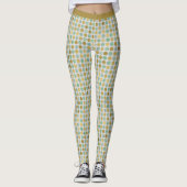 Stijlvolle Trendy Gold Blauwgroen Polka Dot Patter Leggings (Voorkant)