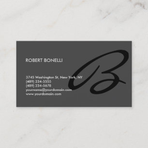 Stijlvolle Trendy Grijs Zwart Monogram Visitekaartje