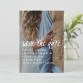 Stijlvolle trendy kalligrafie Bewaar de datumfoto Save The Date (Staand voorkant)