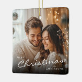 Stijlvolle trendy kerst Minimale Schattigee paar f Keramisch Ornament (Links)