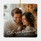 Stijlvolle trendy kerst Minimale Schattigee paar f Keramisch Ornament (Achterkant)