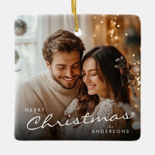 Stijlvolle trendy kerst Minimale Schattigee paar f Keramisch Ornament (Voorkant)