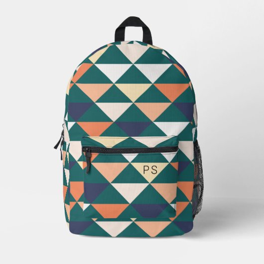 Stijlvolle trendy kleurrijke Blauwgroen monogram I Bedrukte Rugzak (Voorkant)