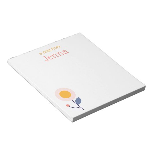 Stijlvolle trendy moderne bloem "een notitie van"  notitieblok (Schuin)