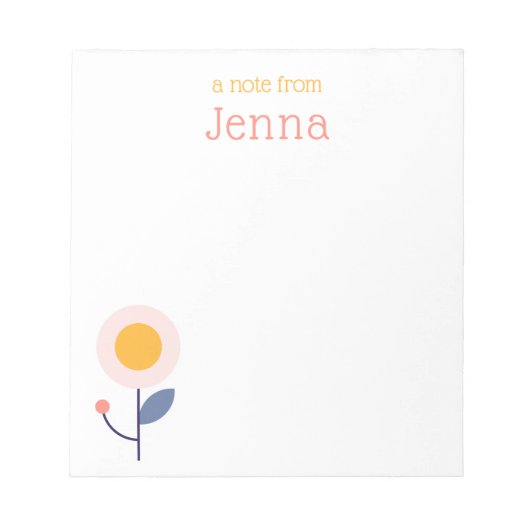 Stijlvolle trendy moderne bloem "een notitie van" notitieblok (Voorkant)