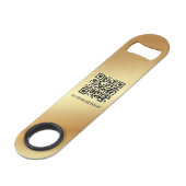 Stijlvolle Trendy QR-code Upload Bedrijfslogo Goud Speed Flessenopener (Achterkant Gekanteld)