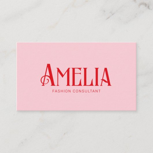 Stijlvolle trendy retro minimaal roze rood visitekaartje (Voorkant)