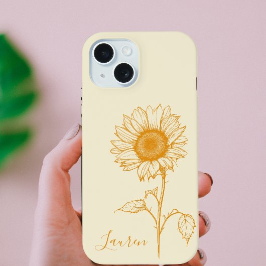 Stijlvolle trendy Schattigee Zonnebloem Botanisch iPhone 15 Case