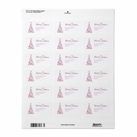 Stijlvolle Trendy Script Kerstboom Etiket (Full Sheet)