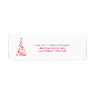 Stijlvolle Trendy Script rode kerstboom Etiket