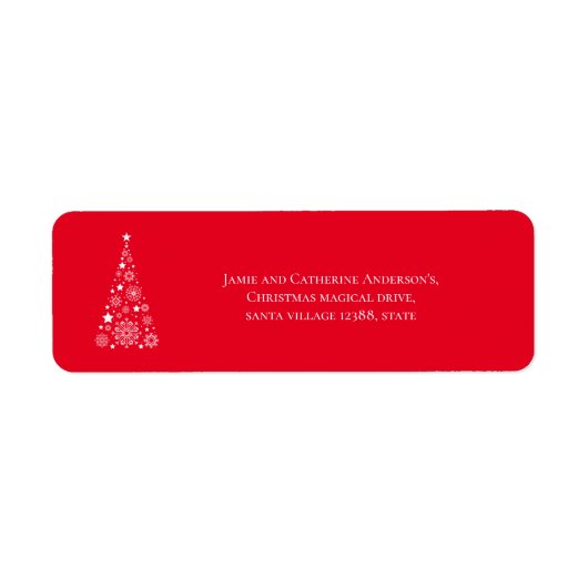 Stijlvolle Trendy Script rode kerstboom Etiket (Voorkant)